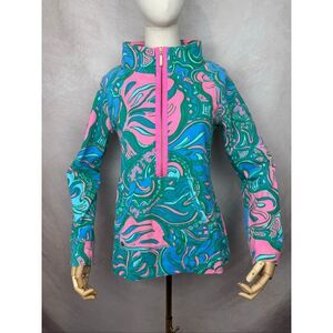 Lilly Pulitzer Skipper Pop Over 3/4 Zip Jacket Size M 96% Cotton 2014 HTF